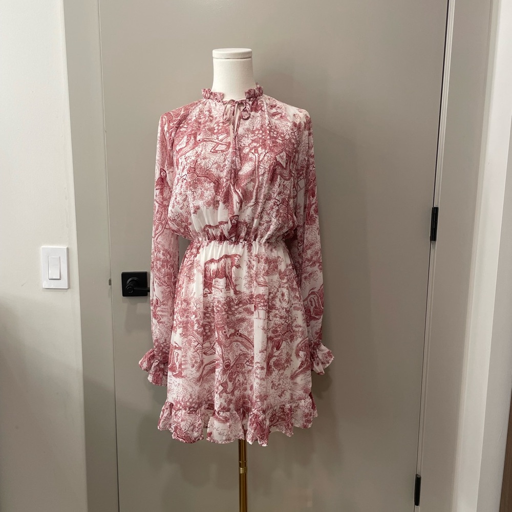 Missguided Pink Toile Print Mini Dress